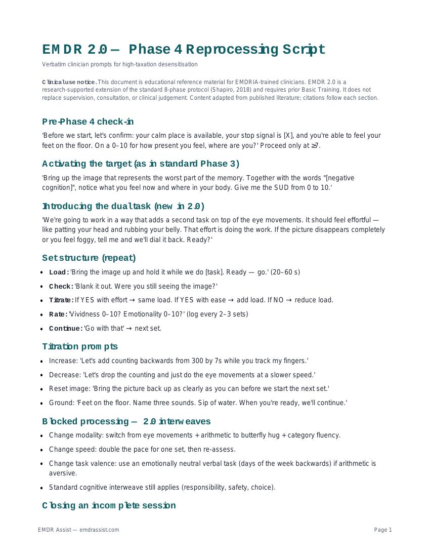 Emdr Rdi Script Free EMDR Worksheets, Scripts & Client Handouts (PDF)