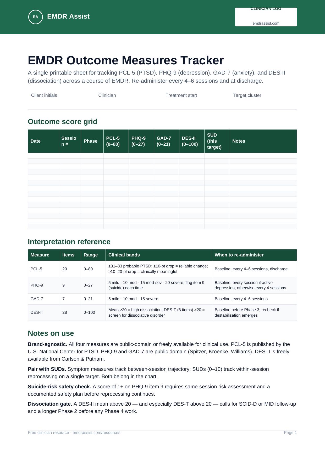 Free EMDR Worksheets, Scripts & Client Handouts (PDF)